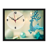 Black Framed Blue Deer MDF Analog Wall Clock